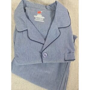 Hanes Mens M Woven Dad Pajama Set Blue Heather Top &‎ Pants Comfort Stretch NEW